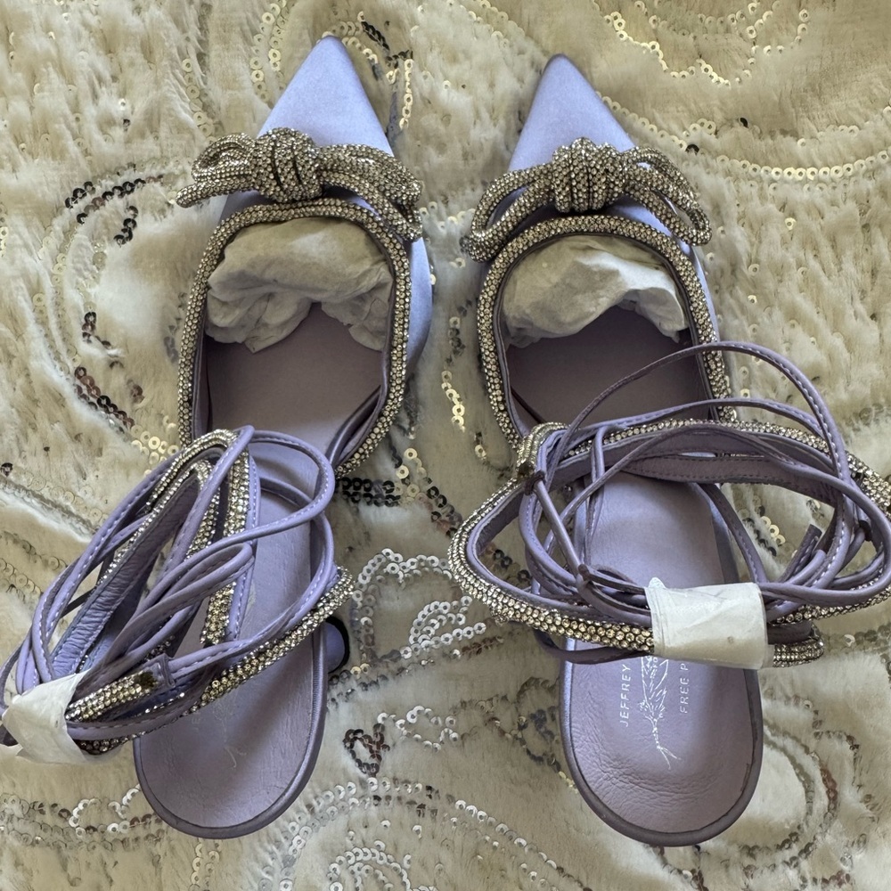 NWT Jeffrey Campbell x Free People Dazzle Knot Heels | Black Rhinestone - Picture 2 of 4